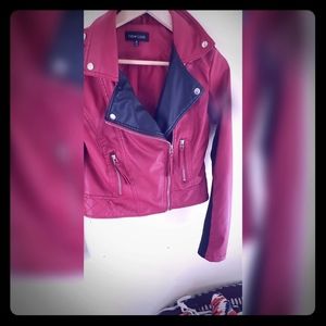 Red and black leather jacket